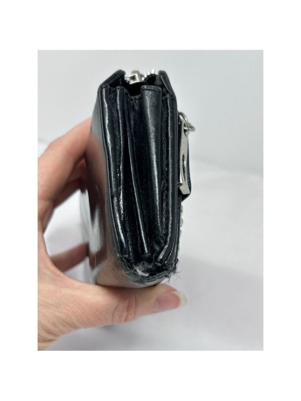 Nino BOSSI Black Leather Zip Around Wallet Floral Lined - Picture 9 of 11